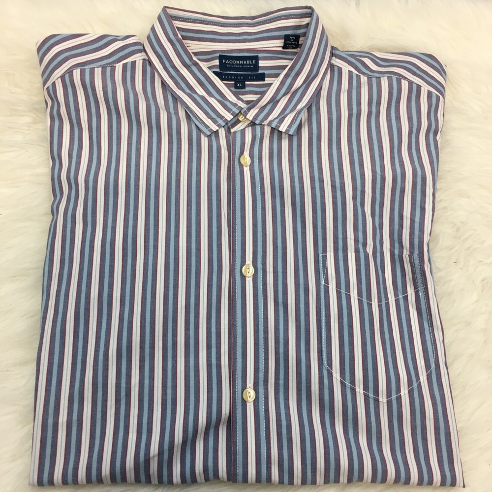 Faconnable Men's Dress Shirt Long Sleeve Cotton